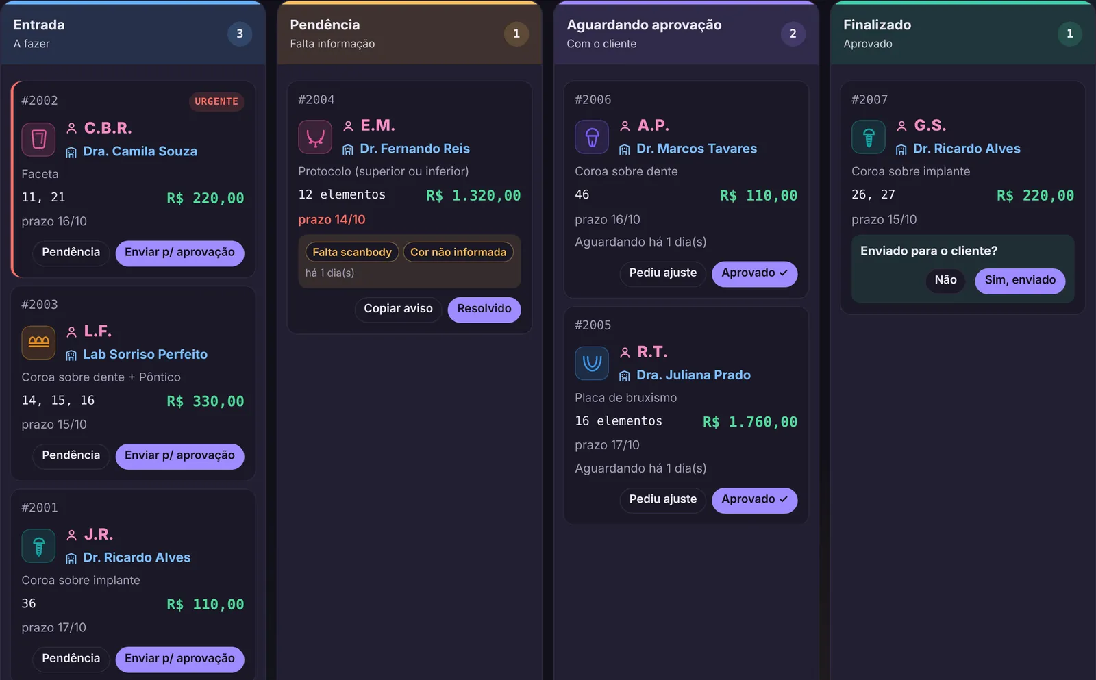 Tela do Ideali CAD: Produção
